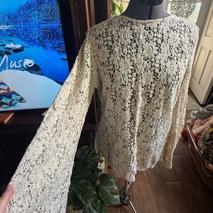 Free People Cream Crocheted Sweater